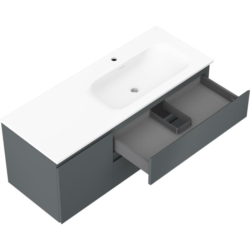 Mexen Orio meuble de salle de bain 120 cm avec lavabo Vela droit, 2S, 1D, graphite mat/blanc mat - 91A13-12047-3-BBFFF66-W23P01