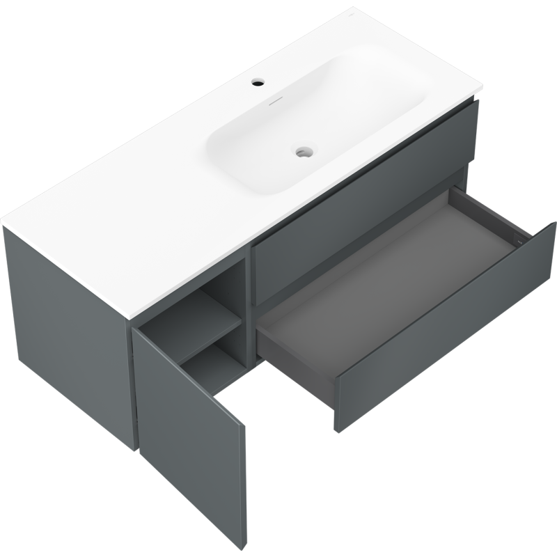 Mexen Orio meuble de salle de bain 120 cm avec lavabo Vela droit, 2S, 1D, graphite mat/blanc mat - 91A13-12047-3-BBFFF66-W23P01