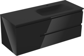Mexen Orio meuble de salle de bain 120 cm avec lavabo Vela droit, 2S, 1D, noir brillant/noir mat - 91A13-12047-3-BBFFF70-W23P71