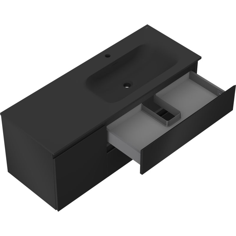 Mexen Orio meuble de salle de bain 120 cm avec lavabo Vela à droite, 2S, 1D, noir mat - 91A13-12047-3-BBFFF71-W23P71