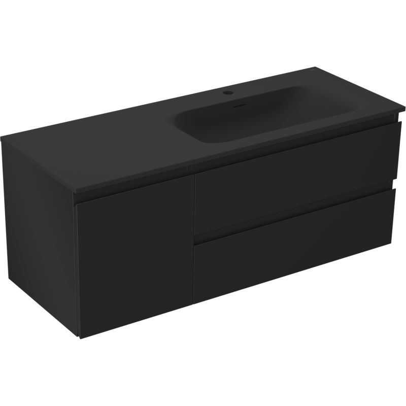 Mexen Orio meuble de salle de bain 120 cm avec lavabo Vela à droite, 2S, 1D, noir mat - 91A13-12047-3-BBFFF71-W23P71