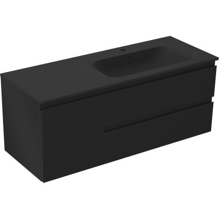 Mexen Orio meuble de salle de bain 120 cm avec lavabo Vela à droite, 2S, 1D, noir mat - 91A13-12047-3-BBFFF71-W23P71