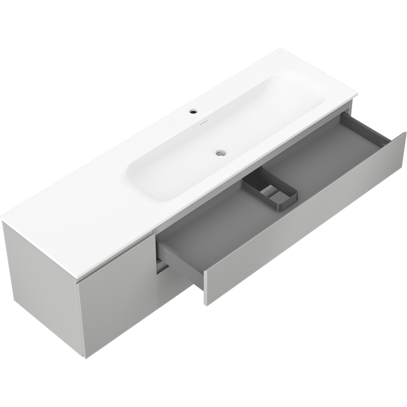 Mexen Orio meuble de salle de bain 160 cm avec lavabo Vela droit, 2S, 1D, gris mat/blanc mat - 91A13-16047-3-BBFFF62-W23P01