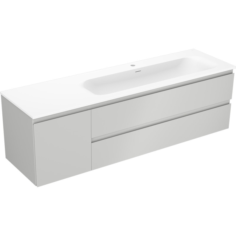 Mexen Orio armoire de salle de bain 160 cm avec lavabo Vela droit, 2 tiroirs, 1 porte, gris mat/blanc mat