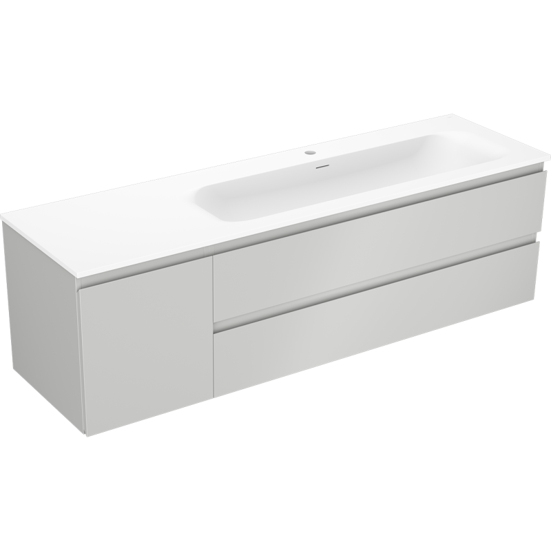 Mexen Orio meuble de salle de bain 160 cm avec lavabo Vela droit, 2S, 1D, gris mat/blanc mat - 91A13-16047-3-BBFFF62-W23P01
