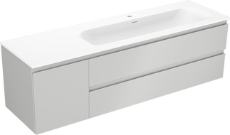 Mexen Orio armoire de salle de bain 160 cm avec lavabo Vela droit, 2 tiroirs, 1 porte, gris mat/blanc mat