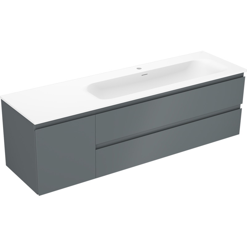 Mexen Orio armoire de salle de bains 160 cm avec lavabo Vela droit, 2T, 1P, graphite mat/blanc mat