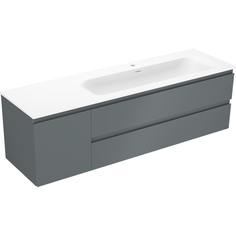 Mexen Orio meuble de salle de bain 160 cm avec lavabo Vela droit, 2S, 1D, graphite mat/blanc mat - 91A13-16047-3-BBFFF66-W23P01