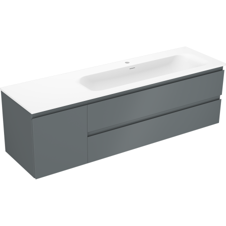 Mexen Orio meuble de salle de bain 160 cm avec lavabo Vela droit, 2S, 1D, graphite mat/blanc mat - 91A13-16047-3-BBFFF66-W23P01