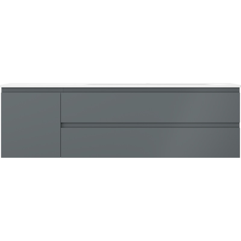 Mexen Orio armoire de salle de bains 160 cm avec lavabo Vela droit, 2T, 1P, graphite mat/blanc mat