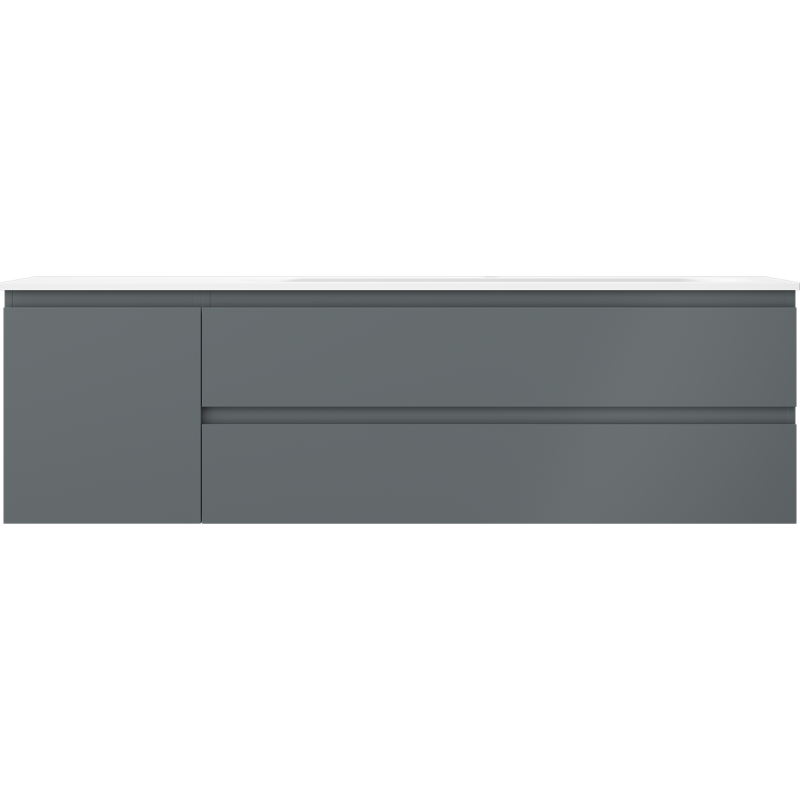 Mexen Orio meuble de salle de bain 160 cm avec lavabo Vela droit, 2S, 1D, graphite mat/blanc mat - 91A13-16047-3-BBFFF66-W23P01