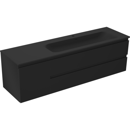 Mexen Orio meuble de salle de bain 160 cm avec lavabo Vela droit, 2S, 1D, noir mat - 91A13-16047-3-BBFFF71-W23P71