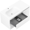Mexen Rivel meuble de salle de bains 90 cm avec lavabo Vela gauche, 2S, 1D, rainuré, blanc mat - 91A23-09047-3-BBFFF01-W23L01