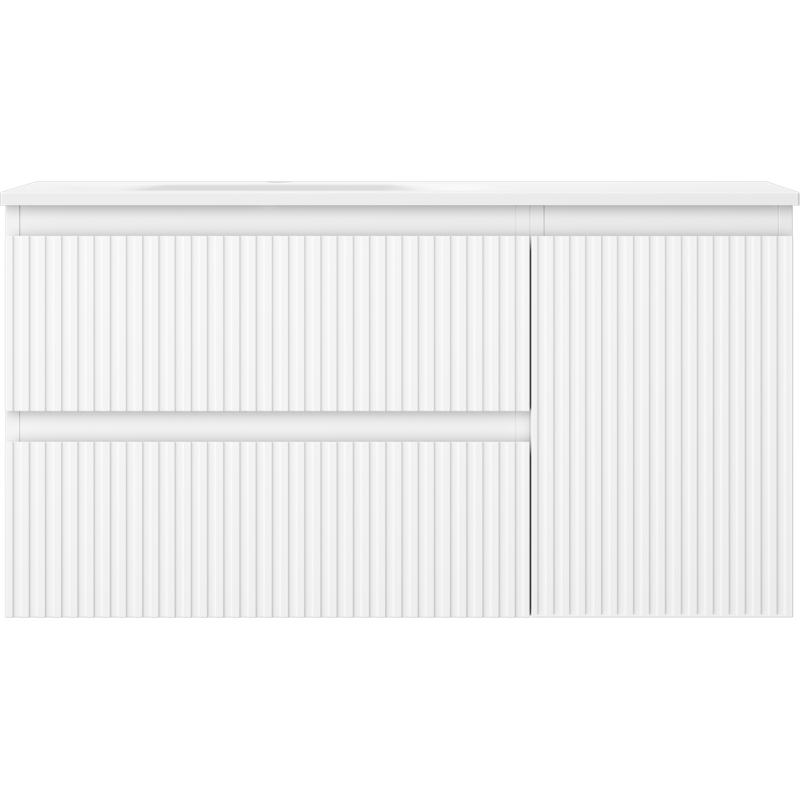 Mexen Rivel meuble de salle de bains 90 cm avec lavabo Vela gauche, 2S, 1D, rainuré, blanc mat - 91A23-09047-3-BBFFF01-W23L01