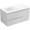 Mexen Rivel armoire de salle de bain 90 cm avec lavabo Vela gauche, 2S, 1D, nervurée, gris mat/blanc mat