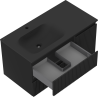 Mexen Rivel meuble de salle de bain 90 cm avec lavabo Vela gauche, 2S, 1D, rainuré, noir mat - 91A23-09047-3-BBFFF71-W23L71