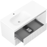 Mexen Rivel armoire de salle de bains 100 cm avec lavabo Vela gauche, 2S, 1D, cannelé, blanc mat - 91A23-10047-3-BBFFF01-W23L01