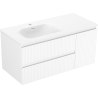 Mexen Rivel armoire de salle de bains 100 cm avec lavabo Vela gauche, 2S, 1D, cannelé, blanc mat - 91A23-10047-3-BBFFF01-W23L01