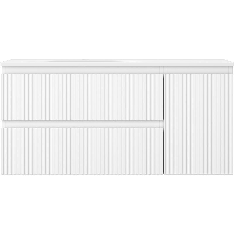 Mexen Rivel meuble de salle de bains 100 cm avec lavabo Vela gauche, 2S, 1D, rainuré, blanc mat - 91A23-10047-3-BBFFF01-W23L01
