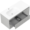 Mexen Rivel meuble de salle de bains 100 cm avec lavabo Vela gauche, 2S, 1D, rainuré, gris mat/blanc mat