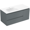 Mexen Rivel armoire de salle de bain 100 cm avec lavabo Vela gauche, 2S, 1D, rainurée, graphite/blanc mat