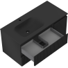 Mexen Rivel meuble de salle de bain 100 cm avec lavabo Vela gauche, 2S, 1D, rainuré, noir mat - 91A23-10047-3-BBFFF71-W23L71