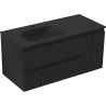 Mexen Rivel meuble de salle de bain 100 cm avec lavabo Vela gauche, 2S, 1D, rainuré, noir mat - 91A23-10047-3-BBFFF71-W23L71