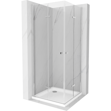 Mexen Lima Duo cabine de douche pliante 80 x 80 cm, transparent, chrome + receveur plat - 856-080-080-01-02-4010