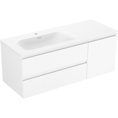 Mexen Rivel armoire de salle de bain 120 cm avec lavabo Vela gauche, 2S, 1D, rainurée, blanc mat - 91A23-12047-3-BBFFF01-W23L01