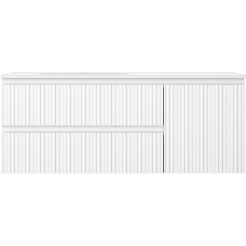 Mexen Rivel armoire de salle de bain 120 cm avec lavabo Vela gauche, 2S, 1D, rainurée, blanc mat - 91A23-12047-3-BBFFF01-W23L01