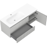 Mexen Rivel meuble de salle de bain 120 cm avec lavabo Vela gauche, 2 tiroirs, 1 porte, rainuré, gris mat/blanc mat