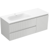 Mexen Rivel meuble de salle de bain 120 cm avec lavabo Vela gauche, 2 tiroirs, 1 porte, rainuré, gris mat/blanc mat