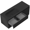 Mexen Rivel meuble de salle de bain 120 cm avec lavabo Vela gauche, 2T, 1P, rainuré, noir mat - 91A23-12047-3-BBFFF71-W23L71