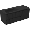 Mexen Rivel meuble de salle de bain 120 cm avec lavabo Vela à gauche, 2S, 1D, rainuré, noir mat - 91A23-12047-3-BBFFF71-W23L71