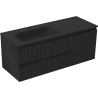Mexen Rivel meuble de salle de bain 120 cm avec lavabo Vela gauche, 2T, 1P, rainuré, noir mat - 91A23-12047-3-BBFFF71-W23L71