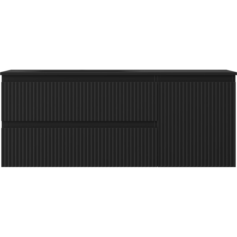 Mexen Rivel meuble de salle de bain 120 cm avec lavabo Vela gauche, 2T, 1P, rainuré, noir mat - 91A23-12047-3-BBFFF71-W23L71