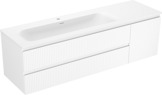 Mexen Rivel meuble de salle de bain 160 cm avec lavabo Vela gauche, 2S, 1P, rainuré, blanc mat - 91A23-16047-3-BBFFF01-W23L01