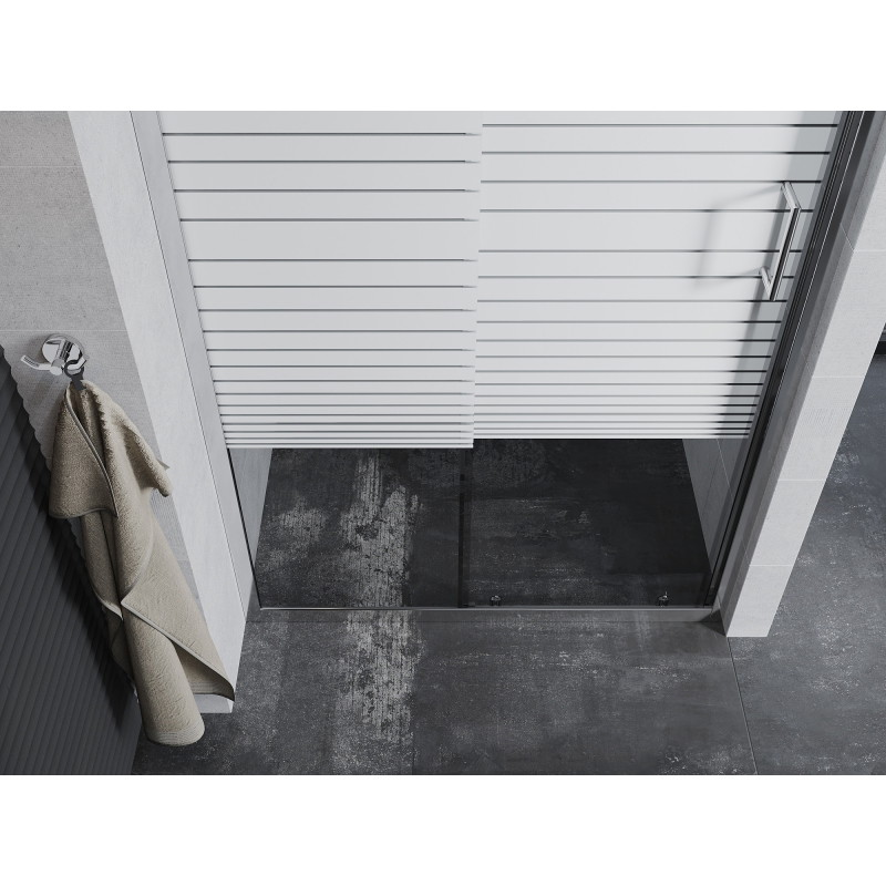 Mexen Apia portes de douche coulissantes 90 cm, rayures, chrome - 845-090-000-01-20