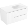 Mexen Rivel meuble de salle de bain 90 cm avec lavabo Vela à droite, 2S, 1D, rainuré, blanc mat - 91A23-09047-3-BBFFF01-W23P01