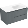 Mexen Rivel placard de salle de bain 90 cm avec lavabo Vela à droite, 2S, 1D, cannelé, graphite/blanc mat