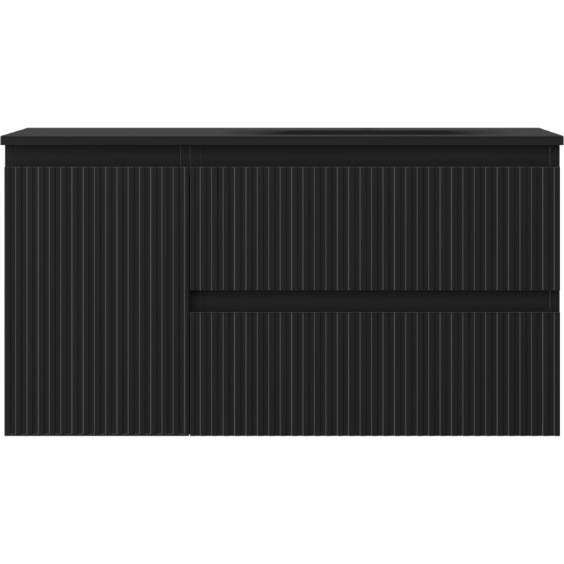 Mexen Rivel armoire de salle de bain 90 cm avec lavabo Vela à droite, 2T, 1P, rainurée, noir mat