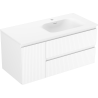Mexen Rivel armoire de salle de bain 100 cm avec lavabo Vela droit, 2S, 1D, rainurée, blanc mat - 91A23-10047-3-BBFFF01-W23P01