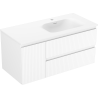 Mexen Rivel armoire de salle de bain 100 cm avec lavabo Vela droit, 2T, 1P, rainurée, blanc mat - 91A23-10047-3-BBFFF01-W23P01