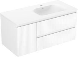 Mexen Rivel armoire de salle de bain 100 cm avec lavabo Vela droit, 2T, 1P, rainurée, blanc mat - 91A23-10047-3-BBFFF01-W23P01