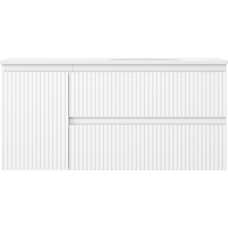 Mexen Rivel armoire de salle de bain 100 cm avec lavabo Vela droit, 2T, 1P, rainurée, blanc mat - 91A23-10047-3-BBFFF01-W23P01