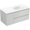 Mexen Rivel meuble de salle de bain 100 cm avec lavabo Vela à droite, 2S, 1D, cannelé, gris/blanc mat