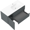 Mexen Rivel meuble de salle de bain 100 cm avec lavabo Vela droit, 2S, 1D, rainuré, graphite/blanc mat