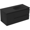Mexen Rivel meuble de salle de bain 120 cm avec lavabo Vela à droite, 2S, 1D, rainuré, noir mat - 91A23-10047-3-BBFFF71-W23P71