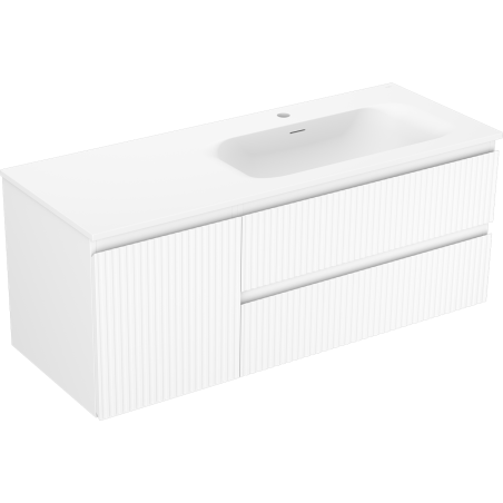 Mexen Rivel armoire de salle de bains 120 cm avec lavabo Vela droit, 2T, 1P, nervurée, blanc mat - 91A23-12047-3-BBFFF01-W23P01