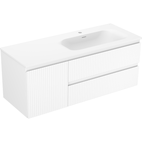 Mexen Rivel meuble de salle de bains 120 cm avec lavabo Vela droit, 2S, 1D, rainuré, blanc mat - 91A23-12047-3-BBFFF01-W23P01